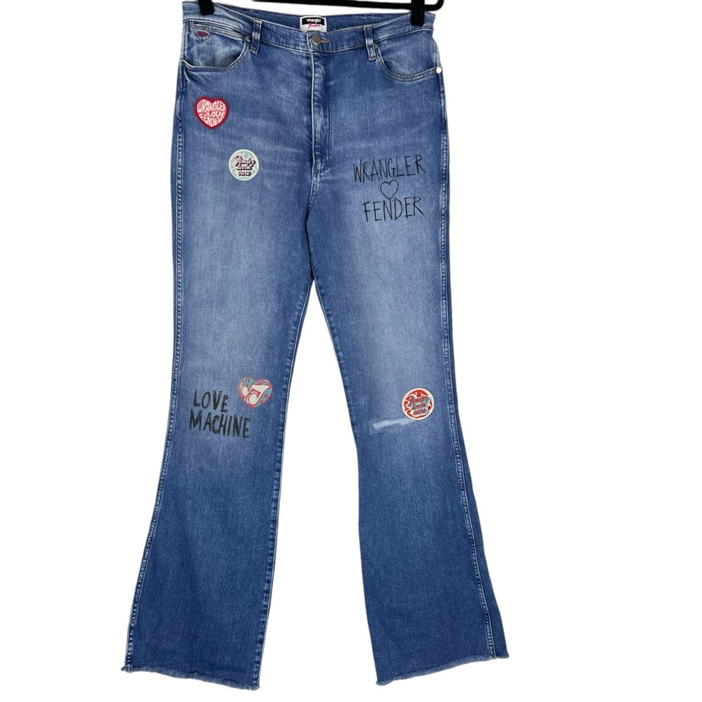 WRANGLER X FENDER Love Machine High Rise Bootcut Jeans 32 Retro Western Rocker
